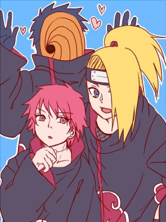 Дейдара, Сасори и Тоби:) - дейдара, наруто, аниме, сасори, акацуки, тоби - оригинал