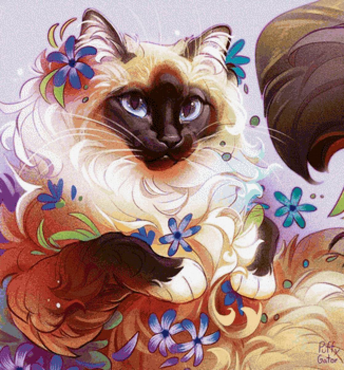 худоэник puffygator - животные, кошка, художник, животное - предпросмотр