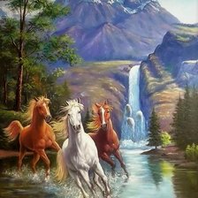 Схема вышивки «Лошади»