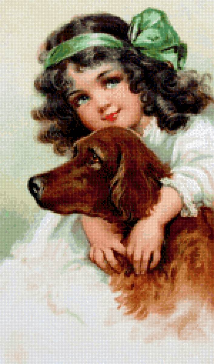 Девочка с собакой - девочка. собака. - предпросмотр