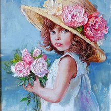 Схема вышивки «Девочка с розами»