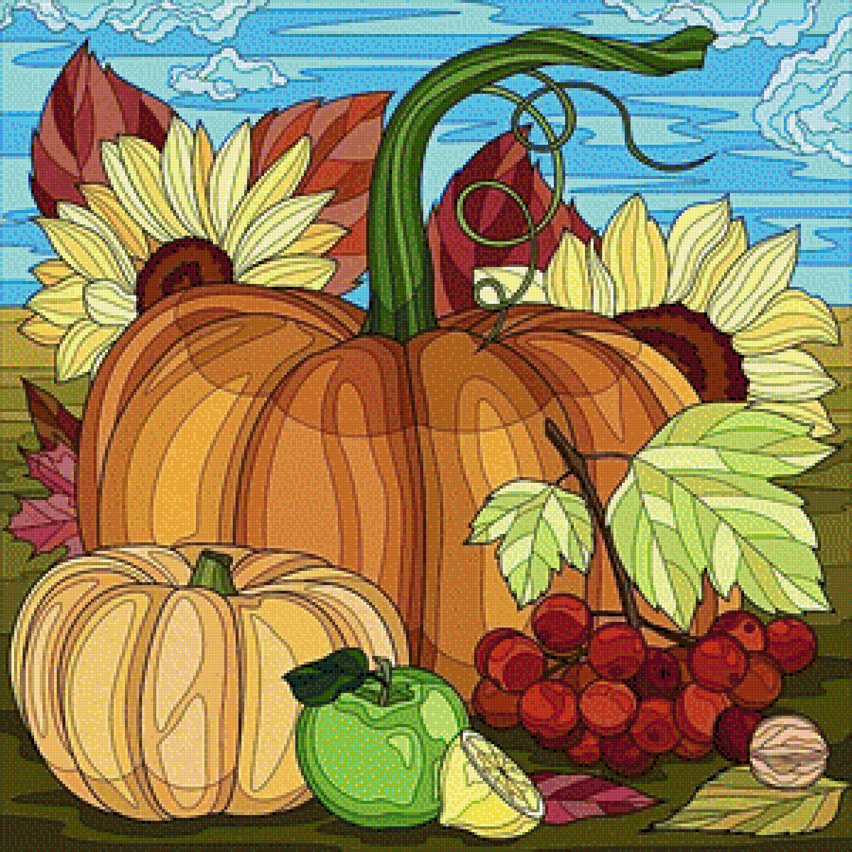 Осенний натюрморт - натюрморт, овощи - предпросмотр