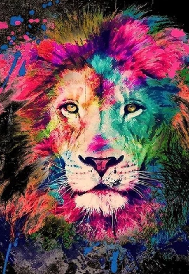 Лев - граффити, лев, яркий - оригинал