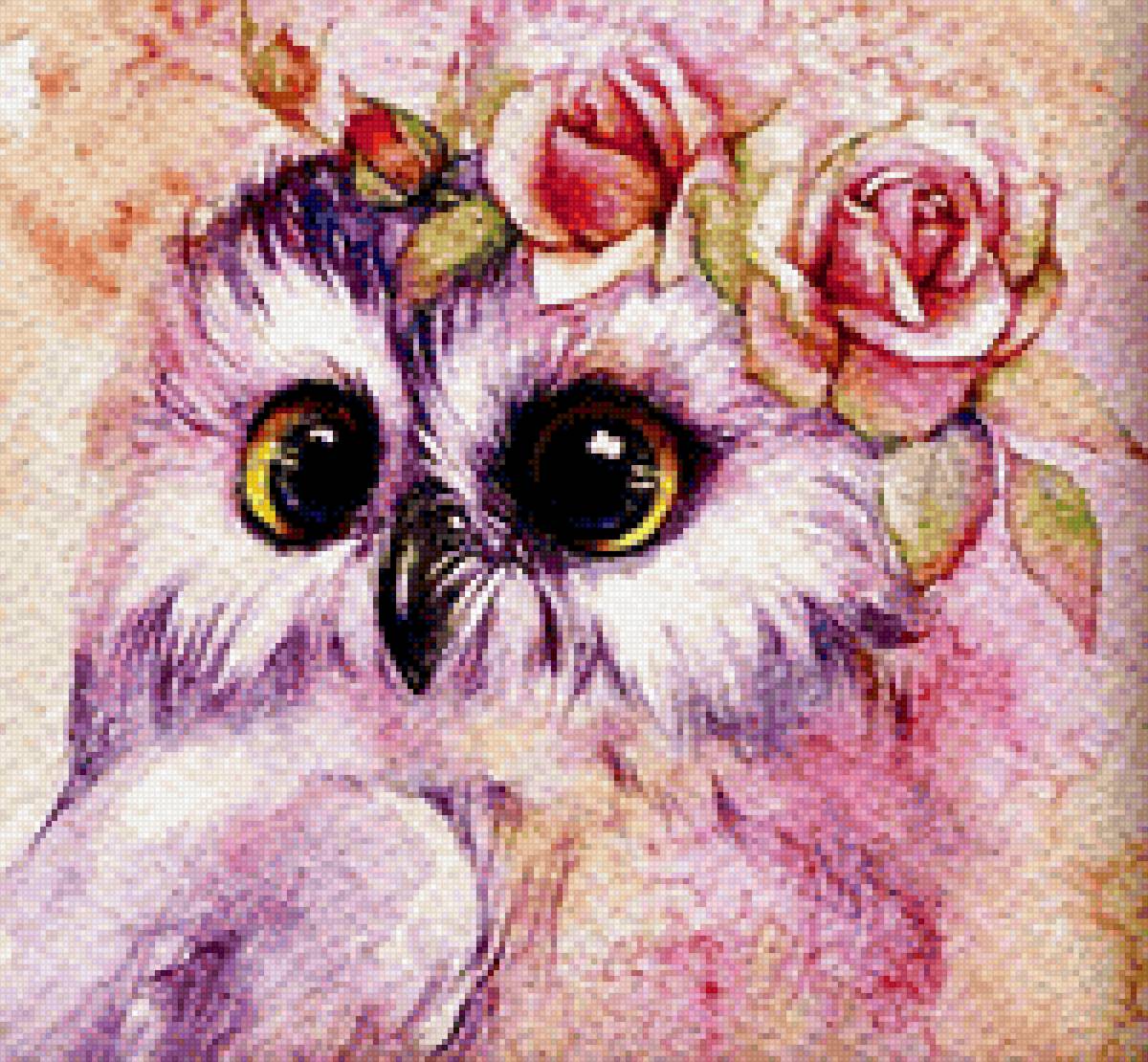 Совушка - сова. цветы. птицы - предпросмотр