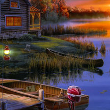 Схема вышивки «Домик у озера»