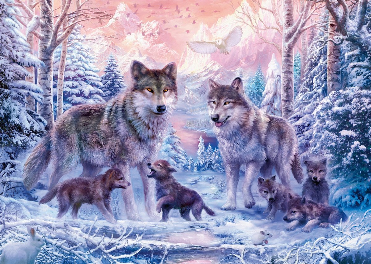 волки - семья, волки - оригинал