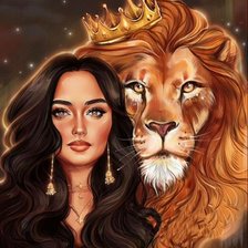 Схема вышивки «Девушка и лев»