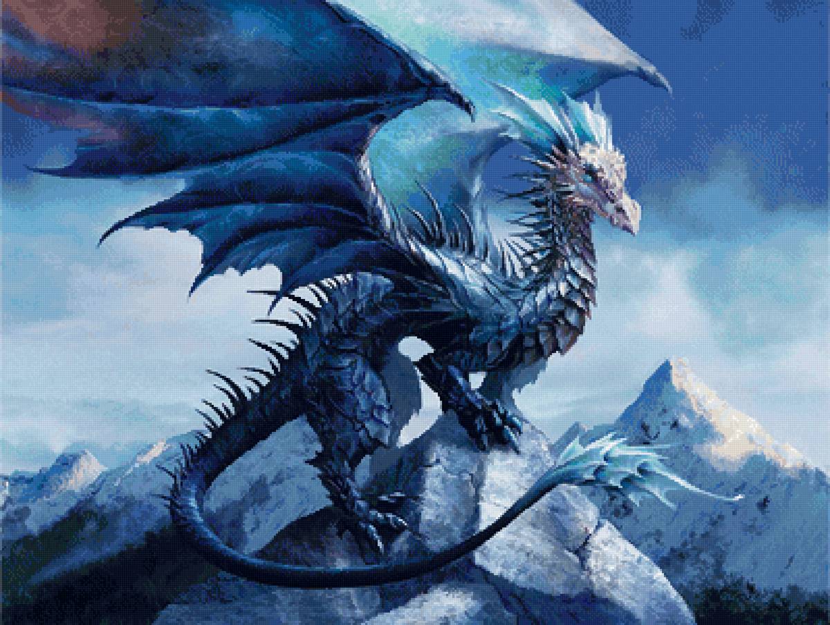Ледяной дракон - снег, дракон, горы, лед - предпросмотр