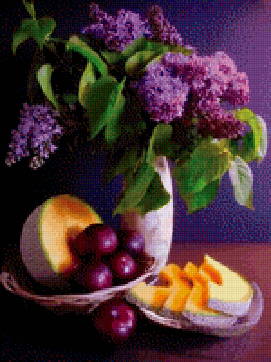 Натюрморт - натюрморт. фрукты. цветы - предпросмотр