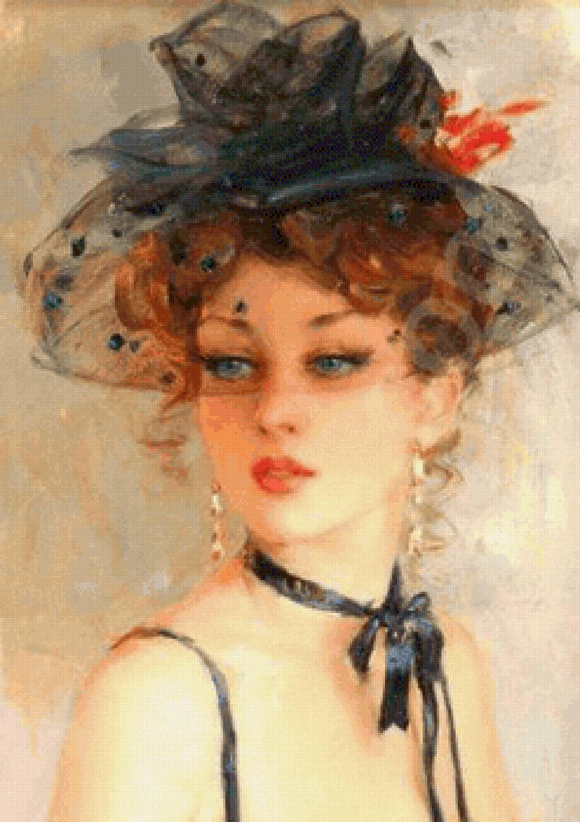 Дама в шляпке - в шляпе, дама, живопись, портрет - предпросмотр