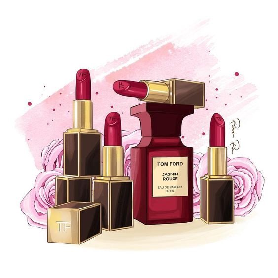 Косметика - губная красная помада парфюм духи запах губки - оригинал