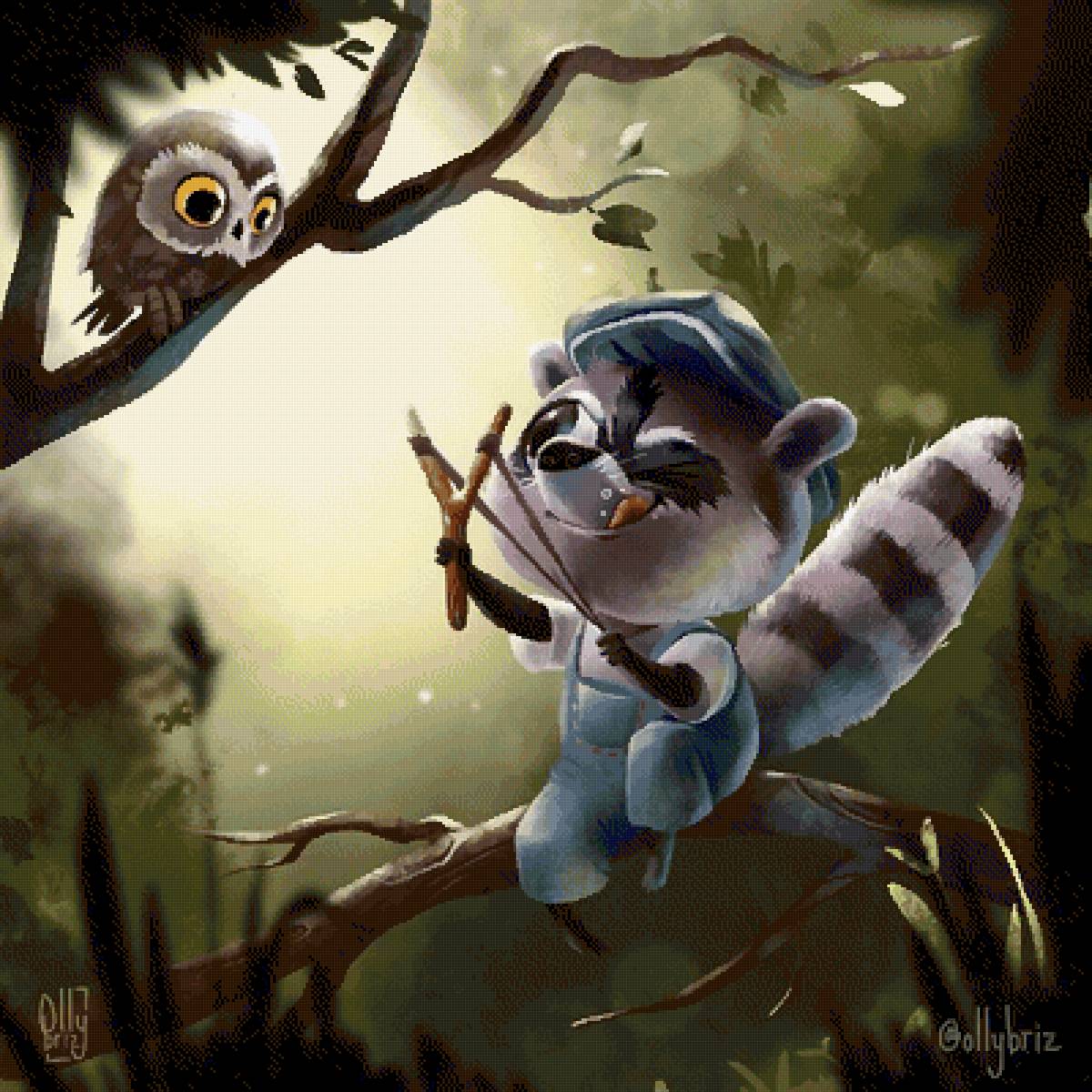 Друзья - енотик сова друзья малыши лес веселье игры - предпросмотр