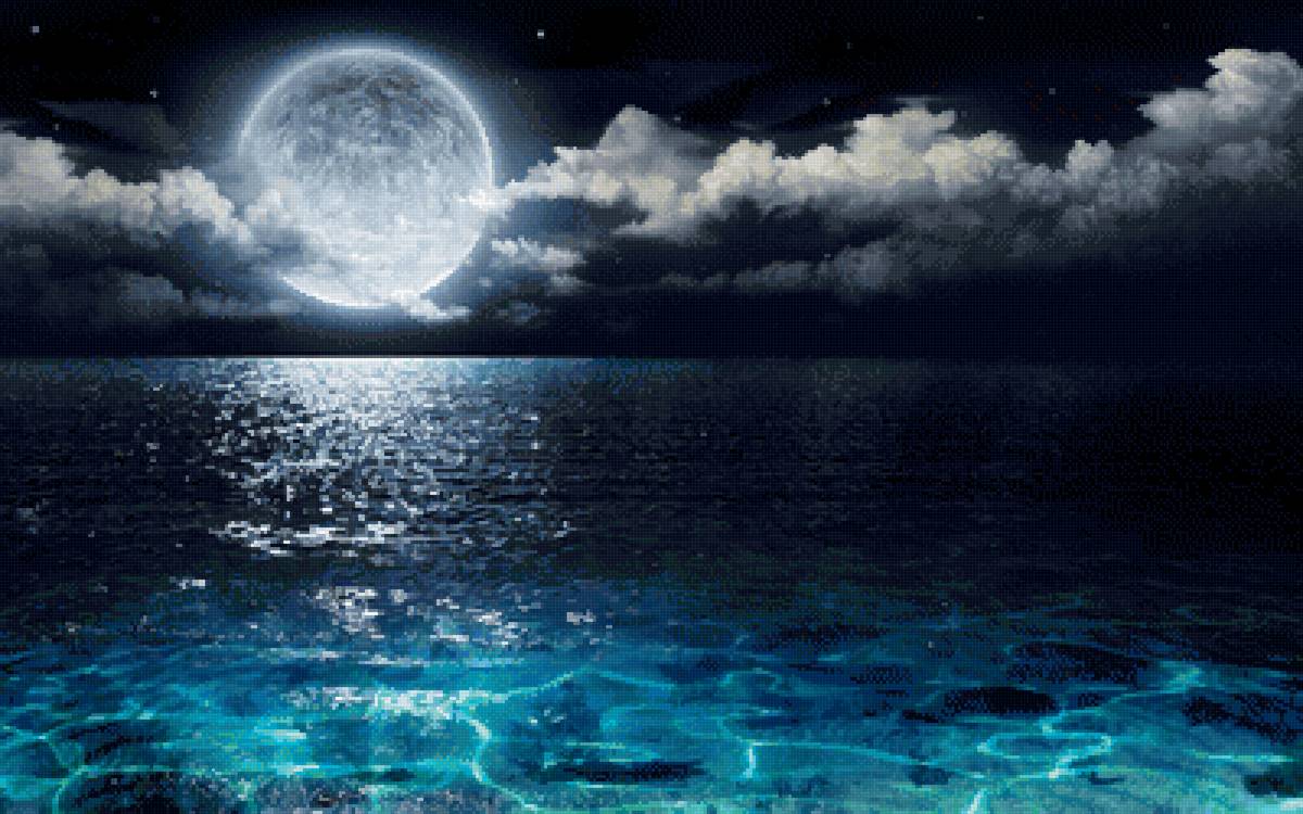 1 - луна, море, ночь - предпросмотр