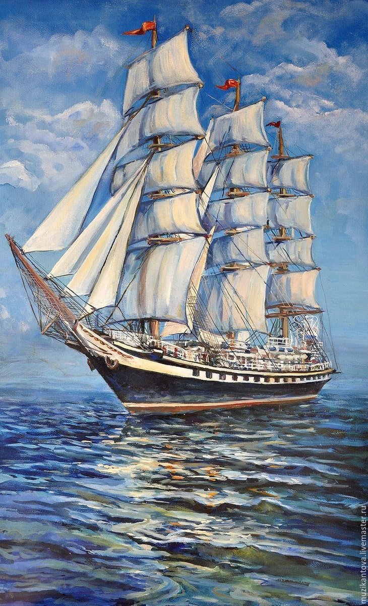 Парусник на спокойной воде - парусник, корабли, парусники, море, корабль, пейзаж - оригинал