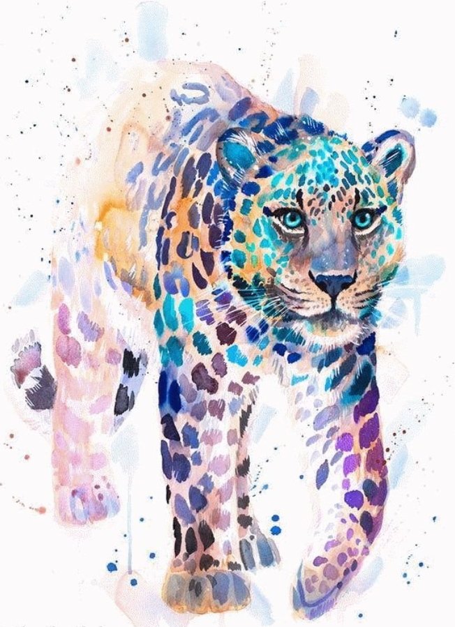 Леопард - леопард, яркий, акварель, животные - оригинал