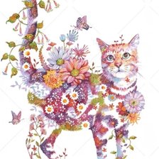 Оригинал схемы вышивки «Цветочный кот» (№2484449)