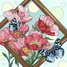 Оригинал схемы вышивки «Бабочки и цветы» (№2485013)