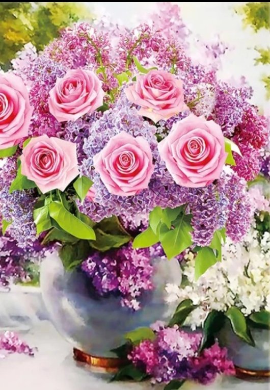 Розы - роза, букет, сирень, цветы - оригинал