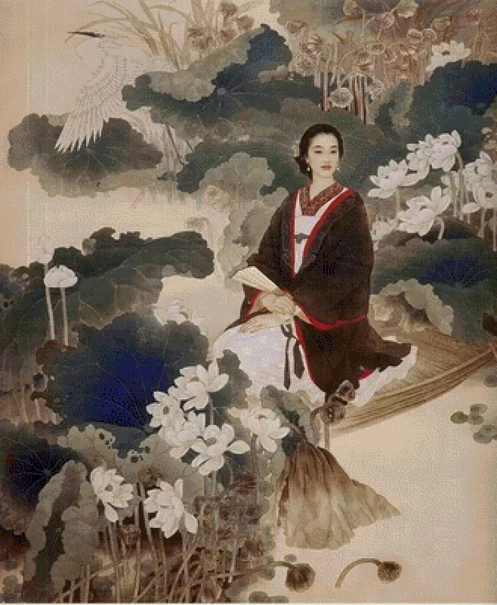 mujer japonesa grabado - japonesa, grabado, mujer - предпросмотр