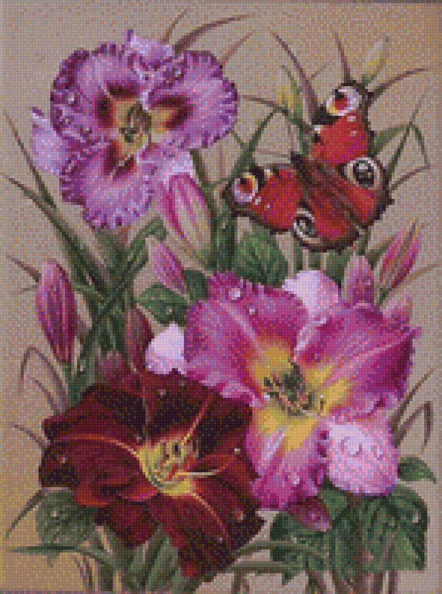 цветы с бабочкой - предпросмотр
