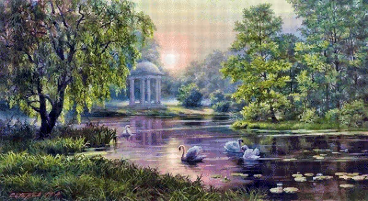 Худ. Михаил Сатаров. Лебединое озеро - лебеди, природа, озеро, михаил сатаров, сатаров - предпросмотр