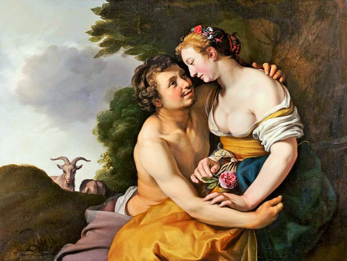 Парочка загадочных влюблённых. Худ. Хендрик Блоемаерт - влюбленные, пара, свидание - оригинал