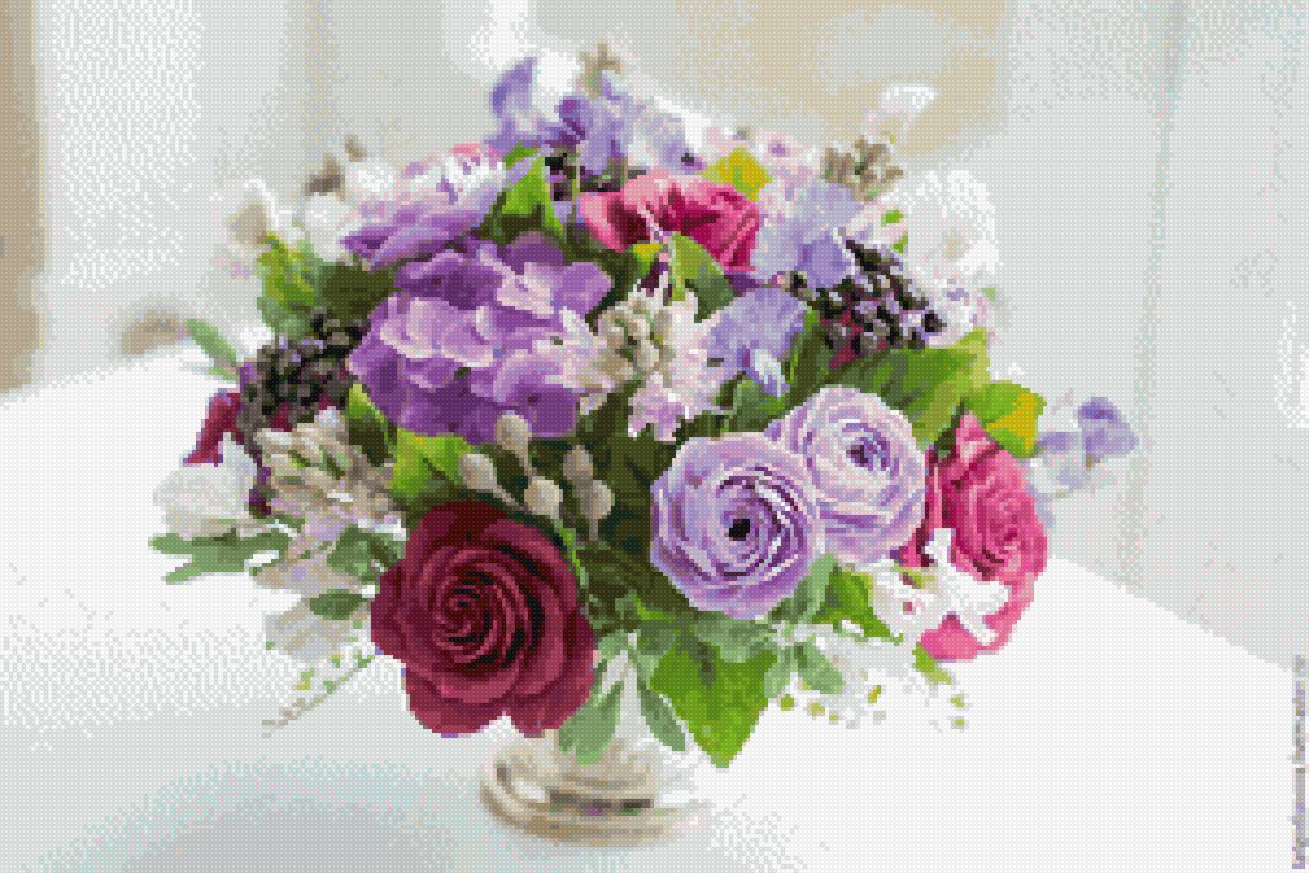 Весенний букет - ваза, цветы - предпросмотр