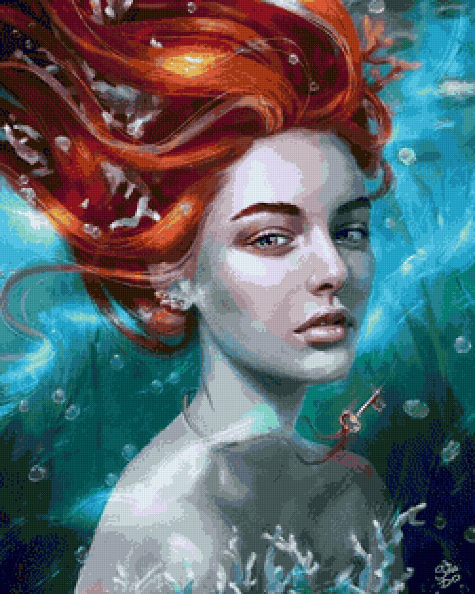 Русалка - девушка, русалка, портрет - предпросмотр