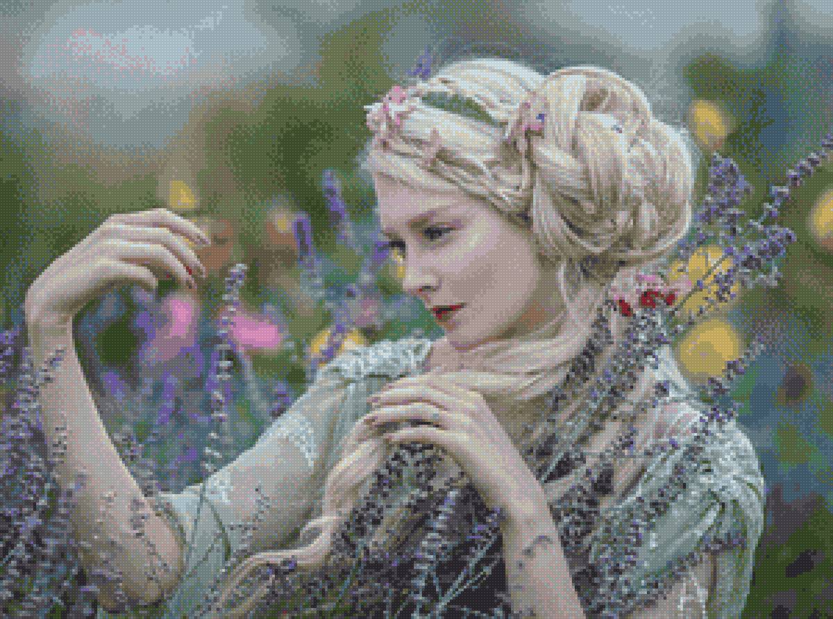 Луговая - цветы, эльф, портрет, девушка, луг - предпросмотр