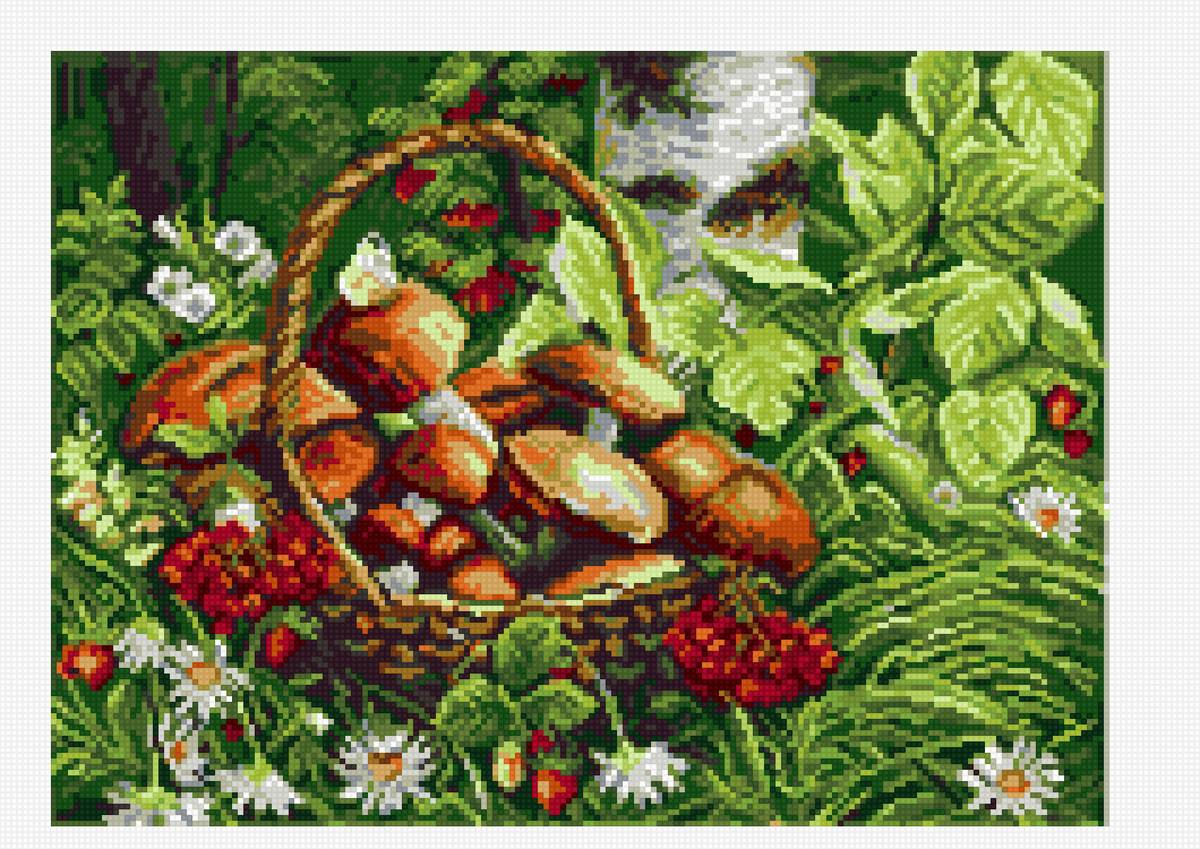 дары леса - лес, грибы, лето, лукошко - предпросмотр