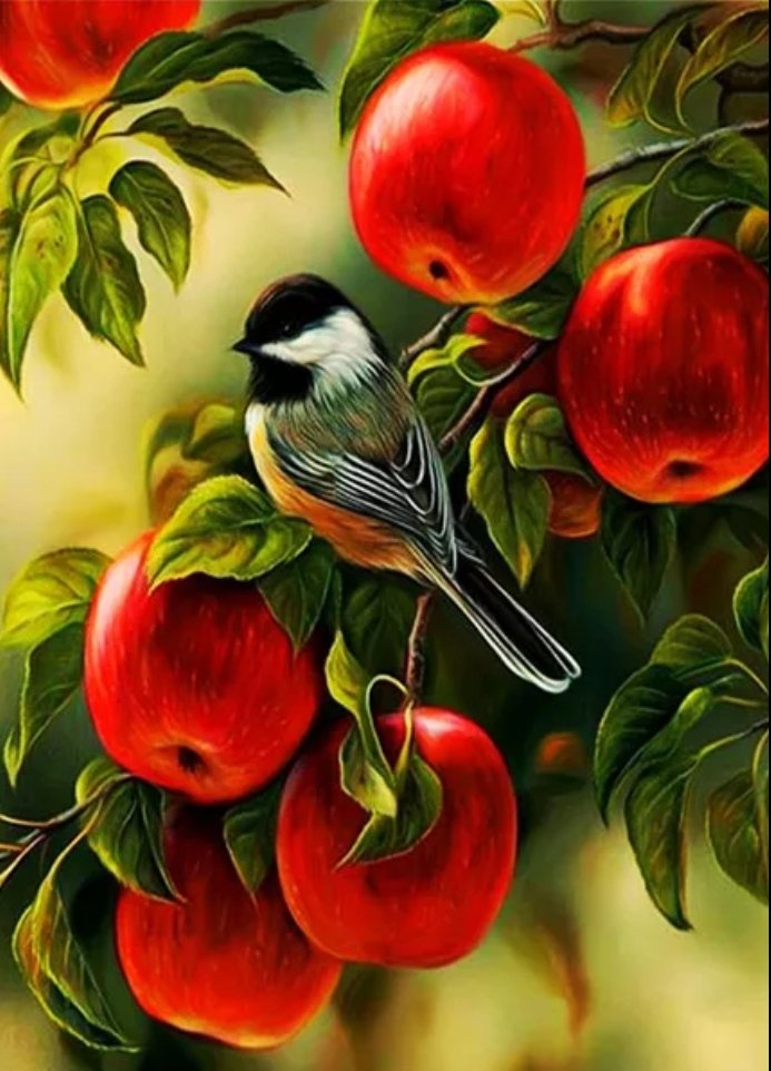 Яблоня - яблоко, птицы - оригинал