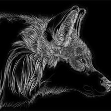 Схема вышивки «волк монохром»