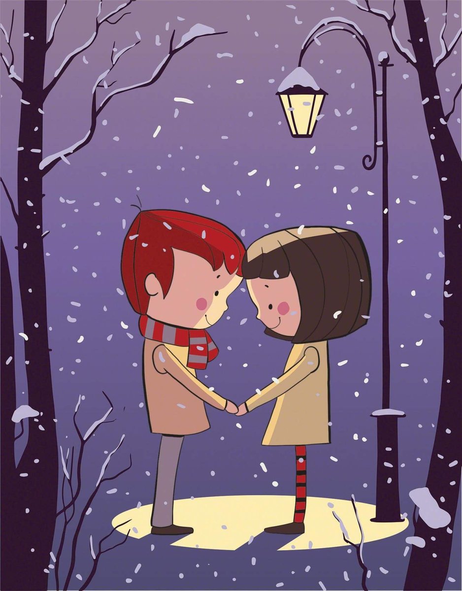 Влюбленные - романтика, зима, двое, любовь - оригинал