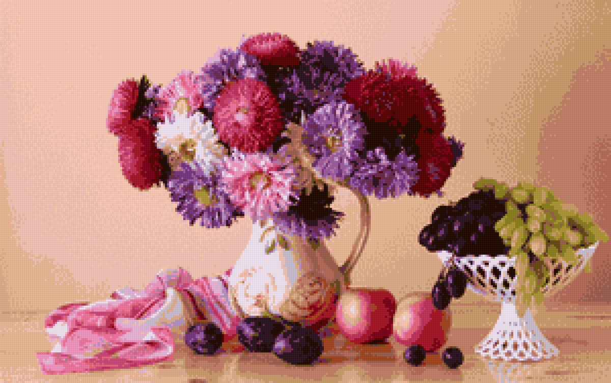 Цветы - виноград, ваза, цветы - предпросмотр