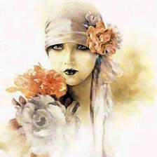 Оригинал схемы вышивки «Девушка с цветами. Сара Мун» (№2496421)