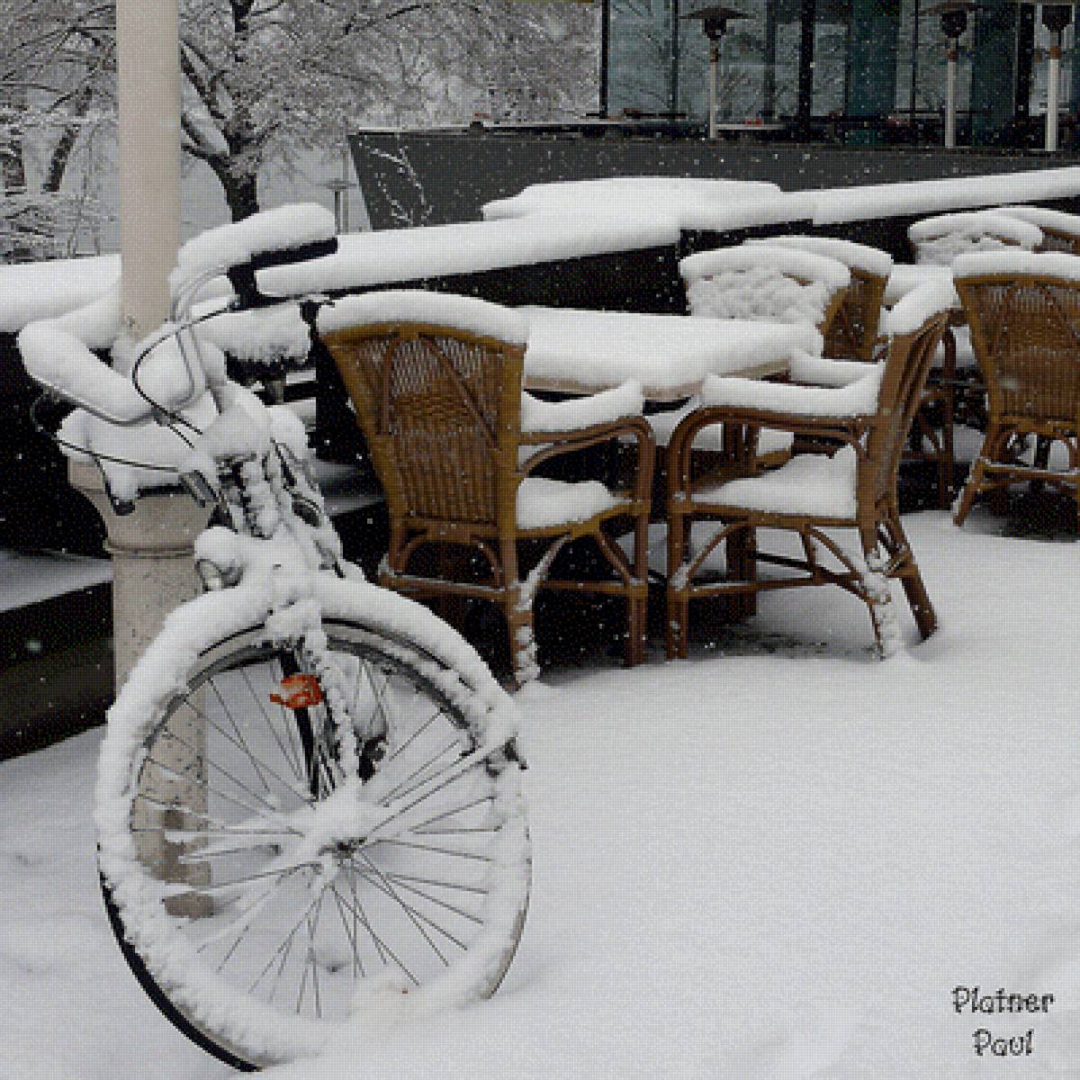Летнее кафе - снег, кафе, зима - предпросмотр