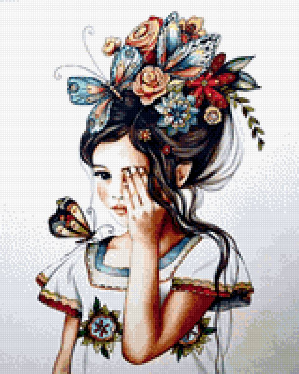 Девочка с бабочками - предпросмотр