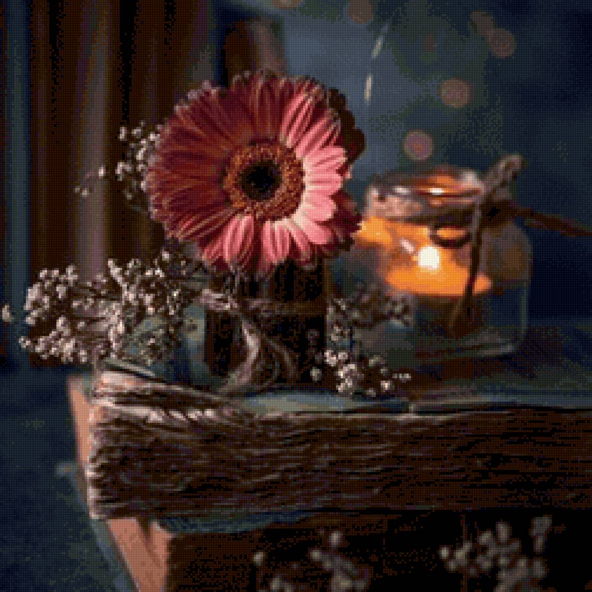 книга, свеча, цветок - предпросмотр