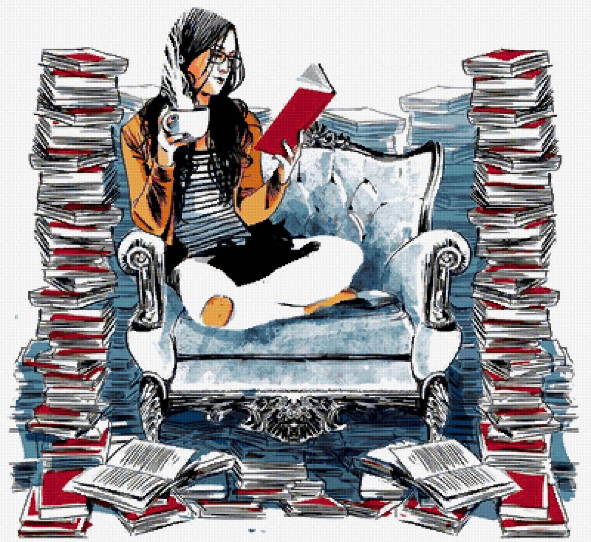 Любительница книг - книги, девушка, чтение - предпросмотр