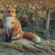 Схема вышивки «Лиса в лесу»