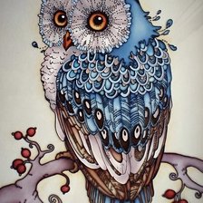 Схема вышивки «Голубая сова»