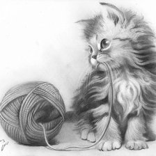 Схема вышивки «Котенок с клубком»