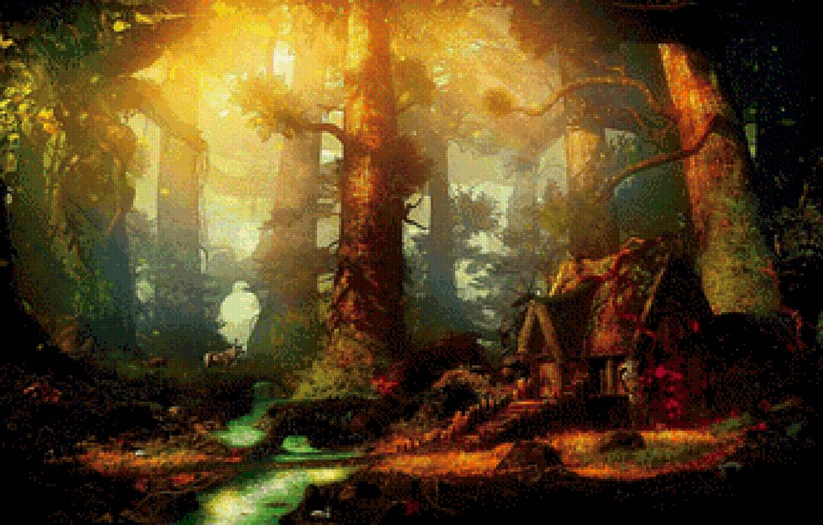 домик в лесу - лесная избушка - предпросмотр