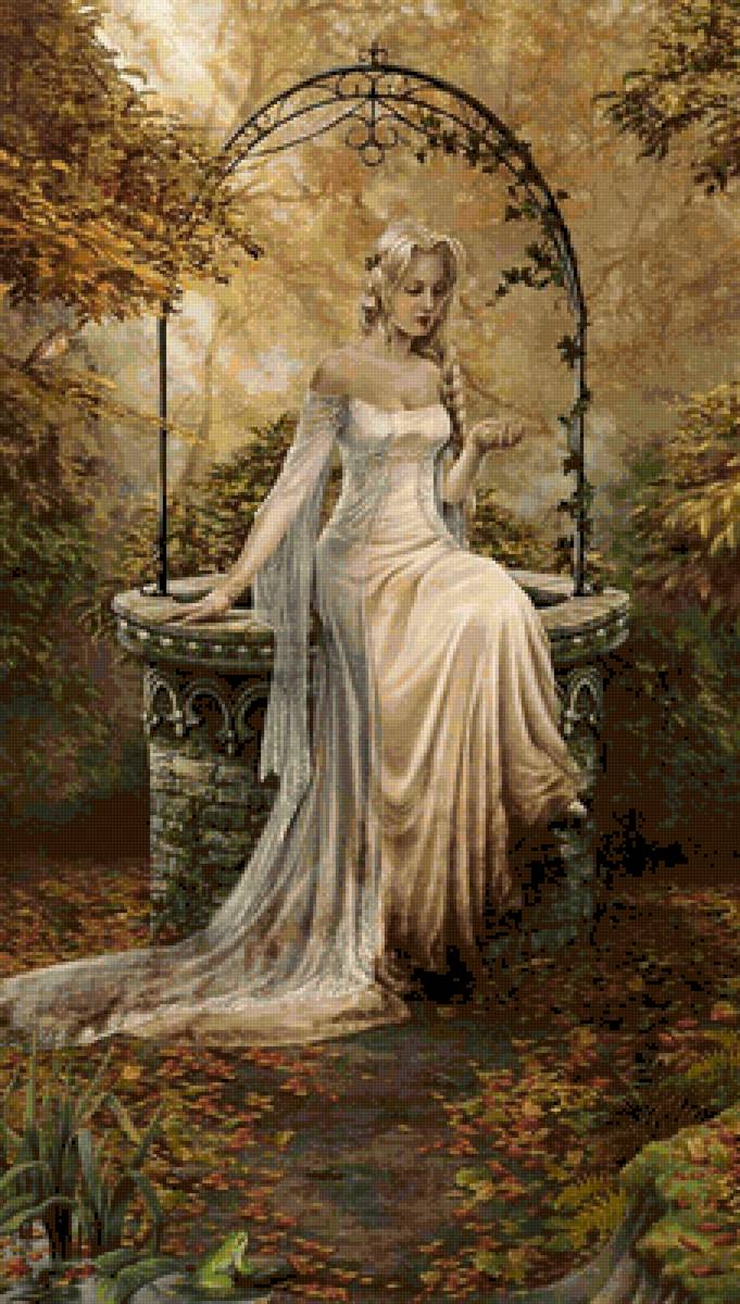 Lady in the well (full) - damas y flores - предпросмотр