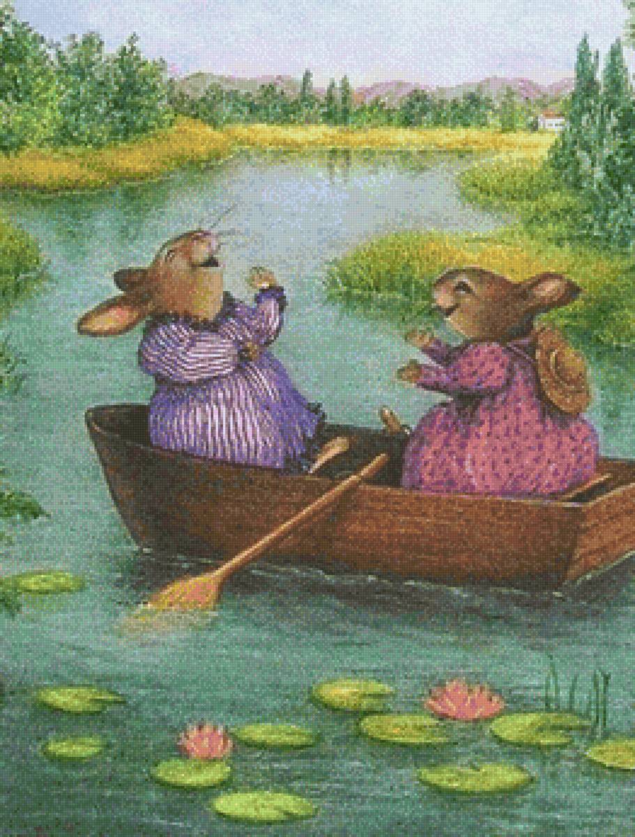 conejitos parejita en barquito - conejos - предпросмотр