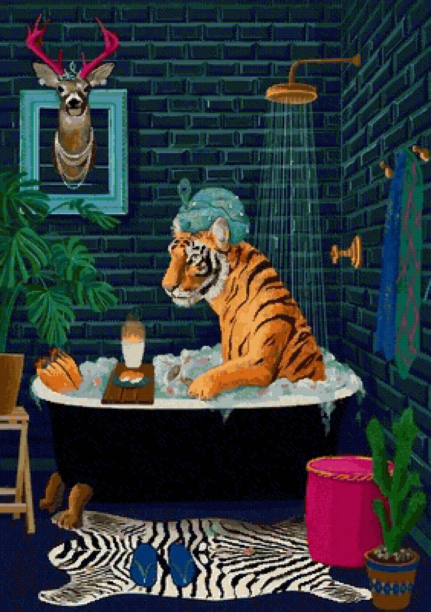 Душ - фэнтези, кот, хищник, хищники, кошки, кошка - предпросмотр