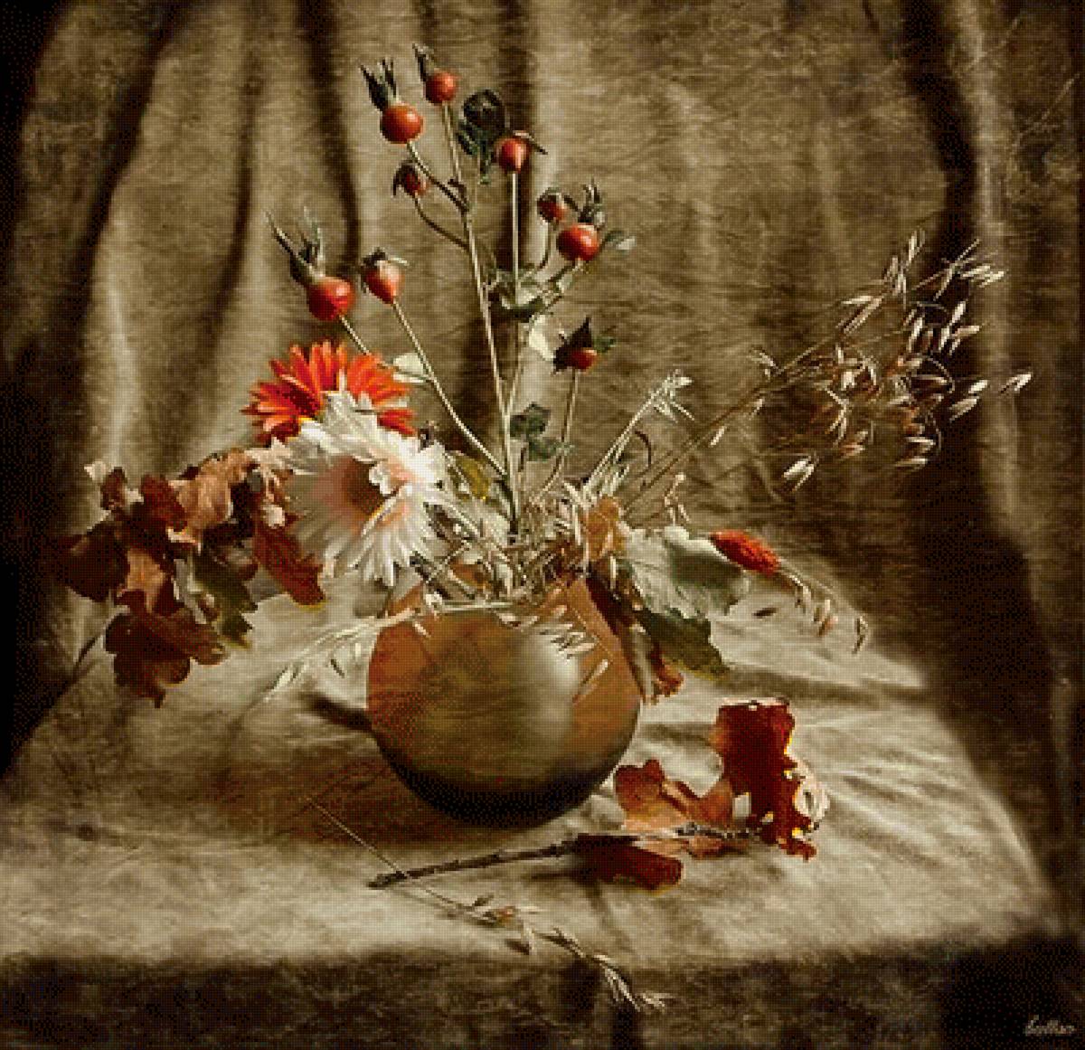 Осенний букет - букет, шиповник, цветы, натюрморт, осень - предпросмотр