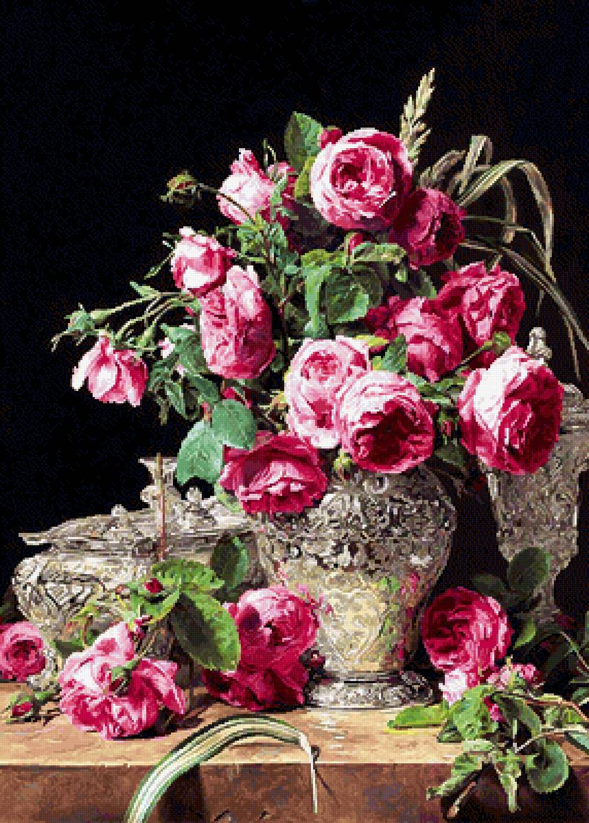 Розы в серебре - натюрморт цветы роза букет ваза розовый - предпросмотр