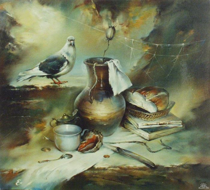 Голубь - картина, голубь - оригинал