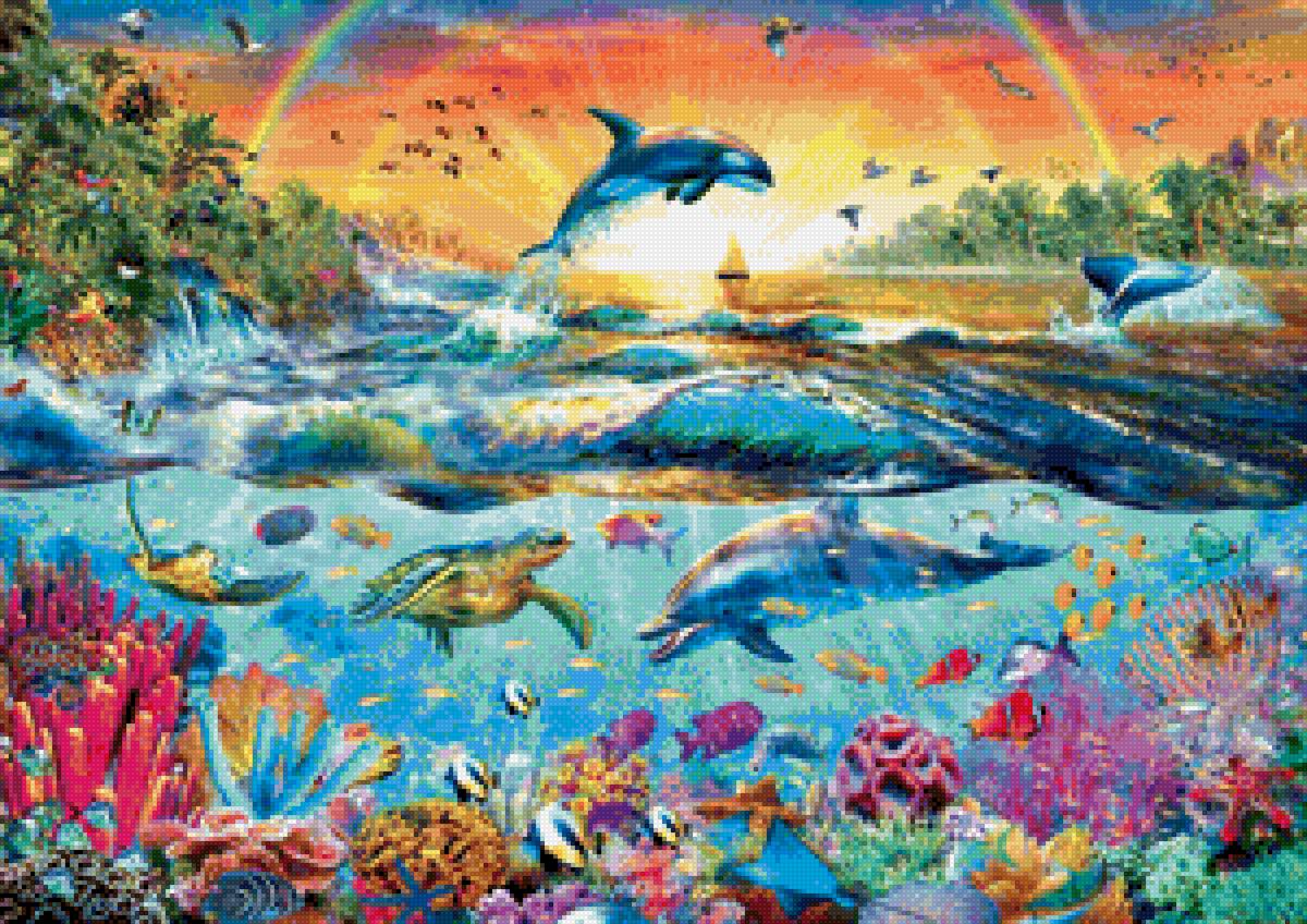 Новая земля - животные, океан, природа, дельфин, новая земля, море, фэнтези - предпросмотр